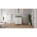 Jeffrey Alexander 30In. White Katara Vanity, Boulder Cultured Marble Vanity Top, Undermount Rectangle Bowl VKITKAT30WHBOR